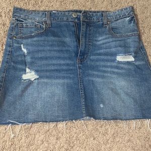 Distressed Denim Skirt
